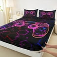 thumbnail image 3 of Homewish Futuristic Game Consloe Full Size Sheets for Teens, Black Pink Honeycomb Bed Sheets, Mystic Galaxy Sheet Sets, Breathable Home Decor, 4 Pieces, 3 of 7