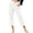 White, variant on Straight Leg Cropped Pants Women Solid Color High Waisted Pants Elastic Travel Hiking Summer Long Pants with Pockets Army Green S