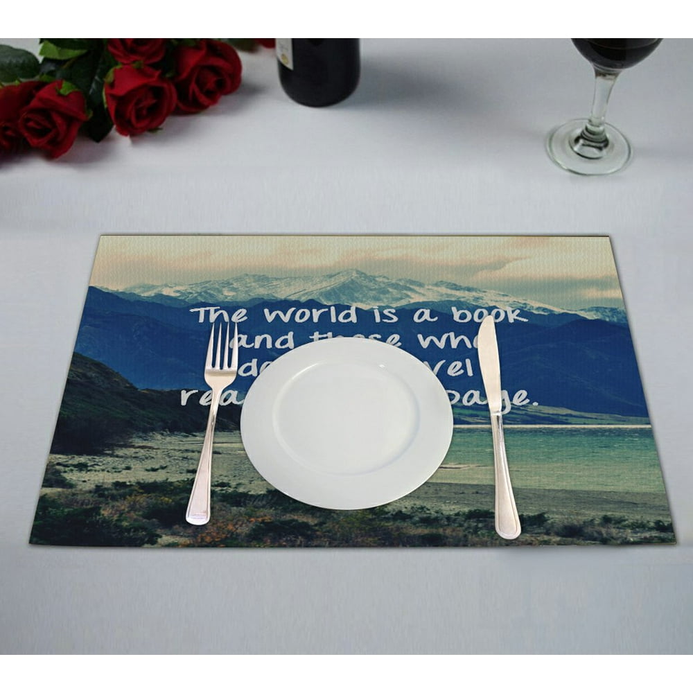 GCKG Adventure Mountain Placemat, Inspirational Quote Placemat 12x18