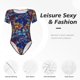 thumbnail image 4 of Balery Colorful Fall Leaves Body de cuello redondo de manga corta para mujer Tops de manga corta Tops básicos-X-Large, 4 of 7