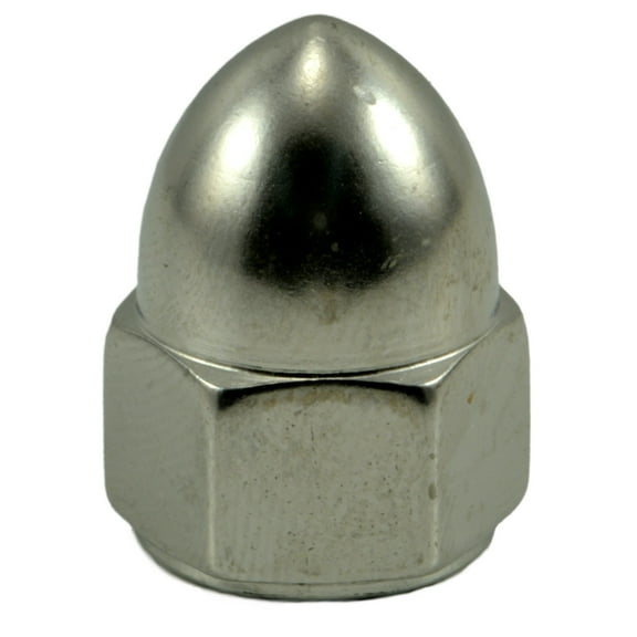 3/8"-16 Polished 18-8 Stainless Steel Coarse Thread Acorn Cap Nuts (5 pcs.)