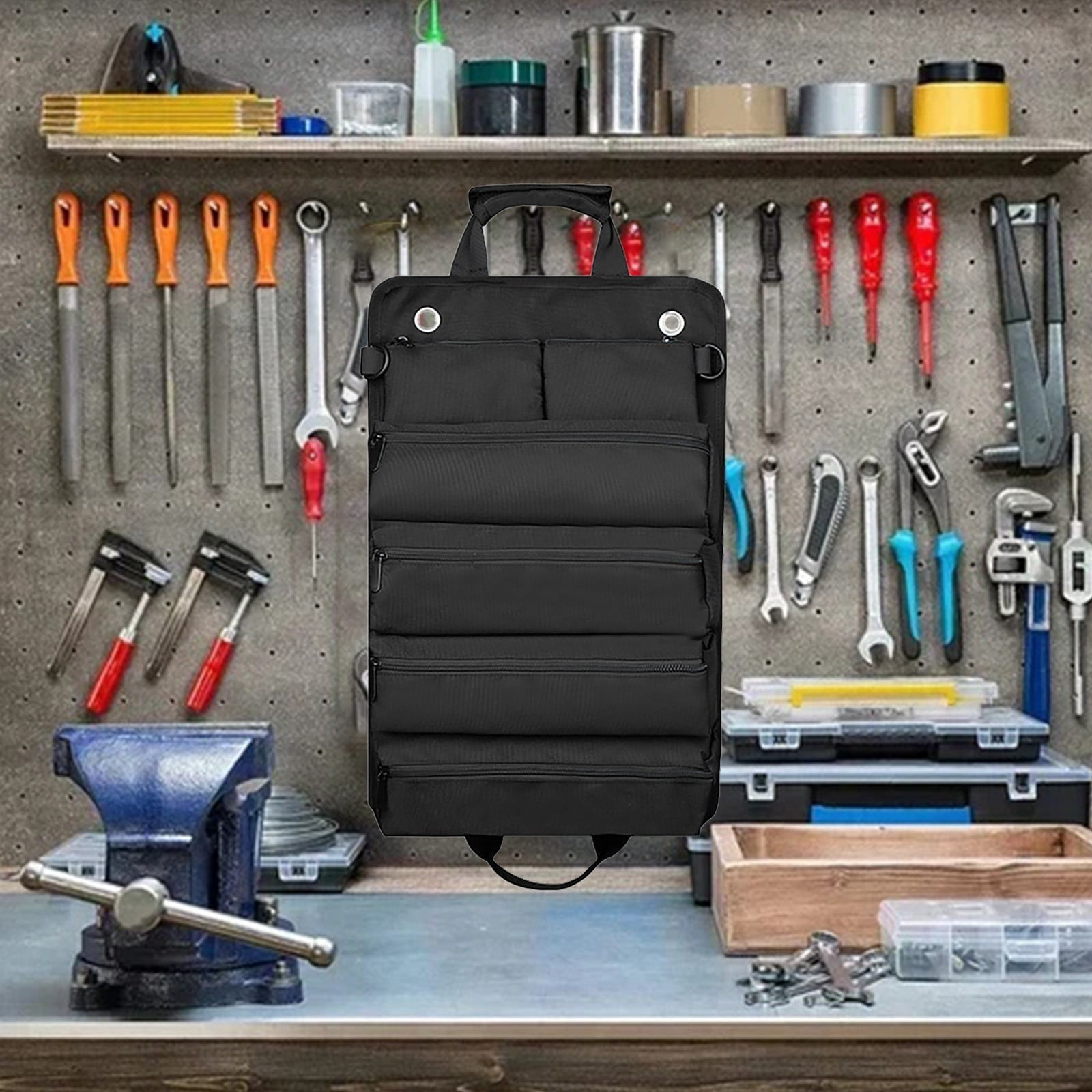Heavy-Duty 1000D Tool Roll Bag – 40x30cm Foldable Organizer for Mechanics, Travel & Emergency Kits