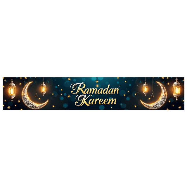 Ramadan Kareem Backdrop Banner Decorative Lanterns Mosque Design for Eid Mubarak Party Islamic Celebration Photography Props Home Decor Background