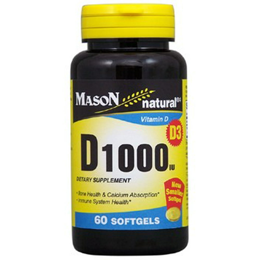 Mason Vitamins Natural D1000 IU Softgels, 60 Ct - Walmart.com - Walmart.com