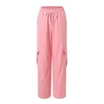 thumbnail image 4 of Gibobby High Waisted Sweatpants Wide Leg Elastic Waist Drawstring with Pockets Sweatpants for Women Fleece Lined High Waist Yoga Pants for Winter(Light Pink,L), 4 of 9