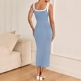 thumbnail image 3 of Women's Sexy Backless Satin Maxi Dress V-Neck Side Cutout High Split Graduation Dress, 3 of 5