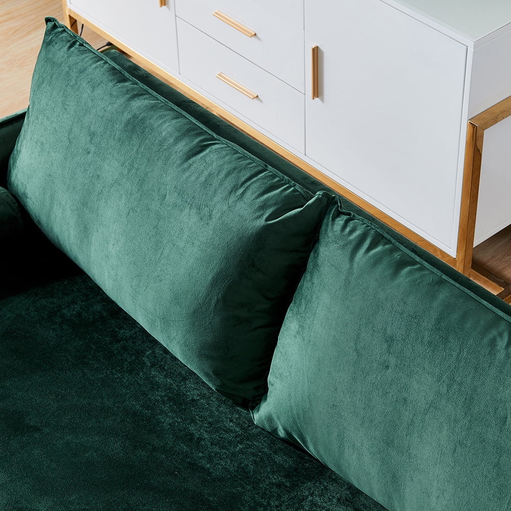 Kepooman 71" Mid-Century Modern Velvet Fabric Loveseat Sofa Couch Bed for Living Room, with Pocket, Green Kepooman 71" Mid-Century Modern Velvet Fabric Loveseat Sofa Couch Bed for Living Room, with Pocket, Green