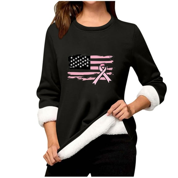 Karight Breast Cancer Sweatshirts for Women Lightweight Long Sleeve Pink Ribbon Shirts Causal Dressy Supporter Survivor Tops