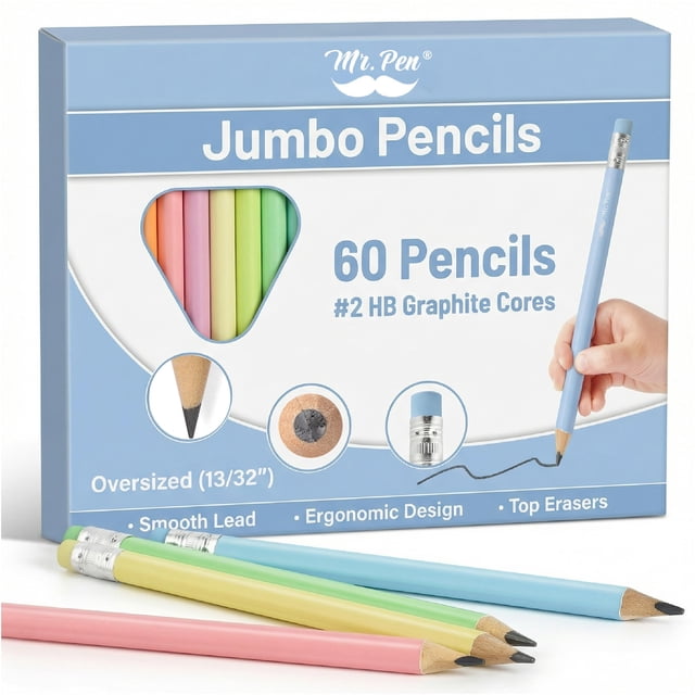 Lápices Mr. Pen Jumbo 60 piezas 2 HB grafito pastel