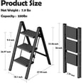 thumbnail image 6 of 3 Step Ladder,Aluminum Lightweight Folding 3 Step Stool with Anti-Slip Wide Pedal, 330lbs Capacity Step Ladder for Household,Kitchen,Office -, 6 of 16