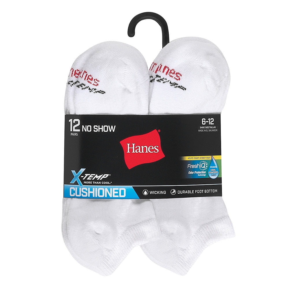 Hanes Men's FreshIQ® XTemp® Active Cool® NoShow Socks 12Pack (White