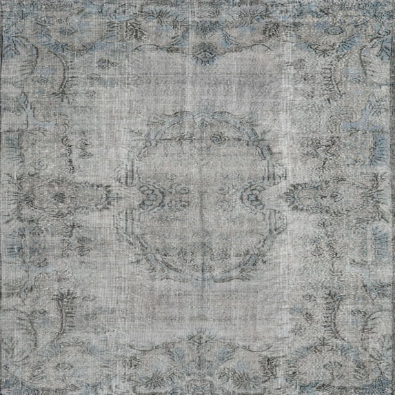 Ahgly Company Indoor Square Traditional Silver Gray Persian Area Rugs, 7' Square