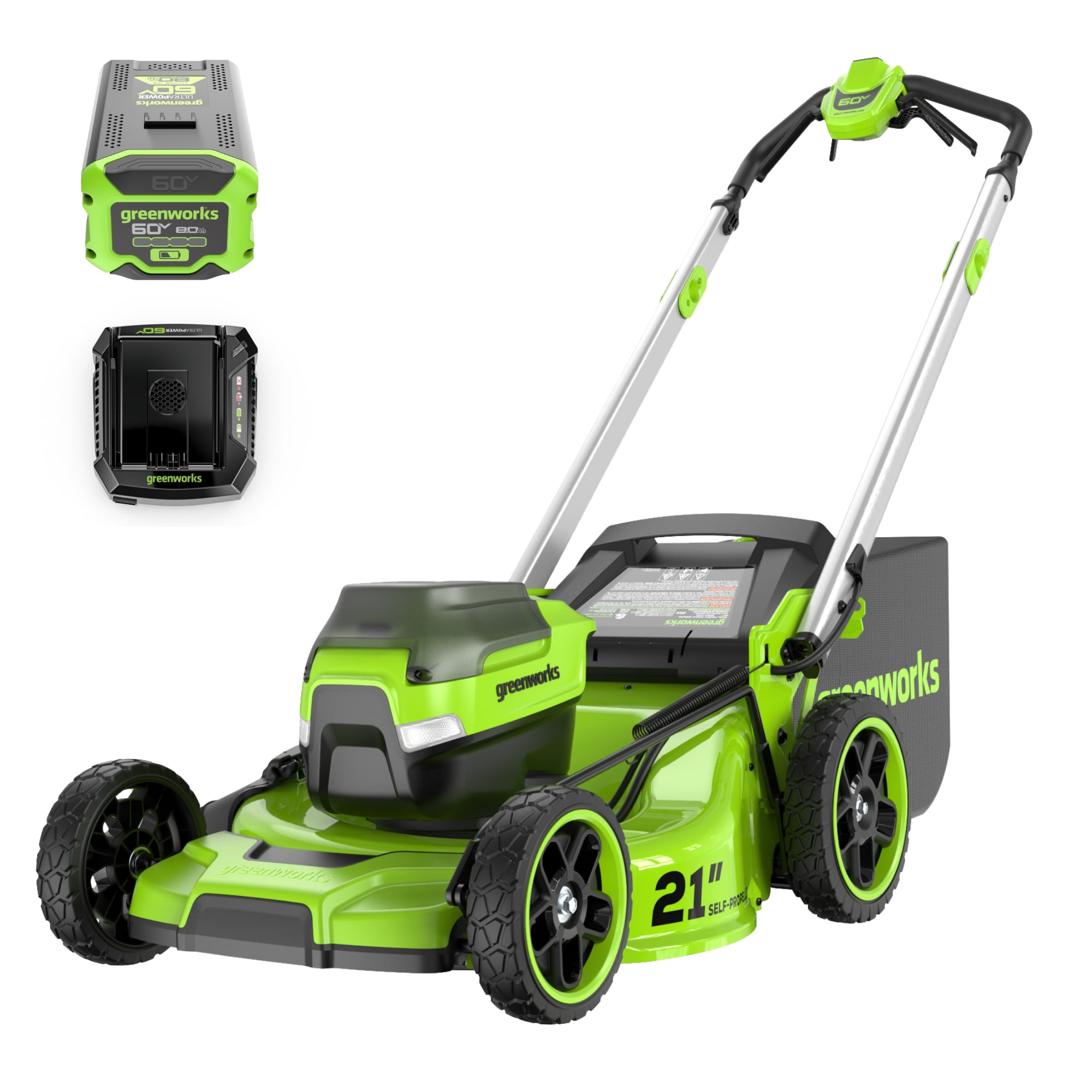 Greenworks 80V 21 Brushless Self Propelled Electric Lawn Mower with 5Ah Battery Charger Walmart