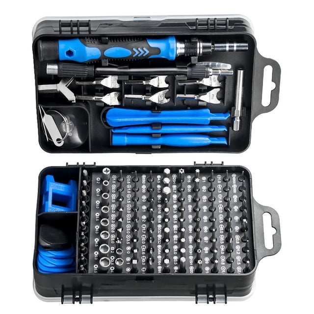 Kenally Juego de destornilladores 135 en 1 S2, puntas de destornillador, destornillador, llave de bolsillo, reparación de teléfono, portátil, Artesanía azul negro Kenally TO000549-06B