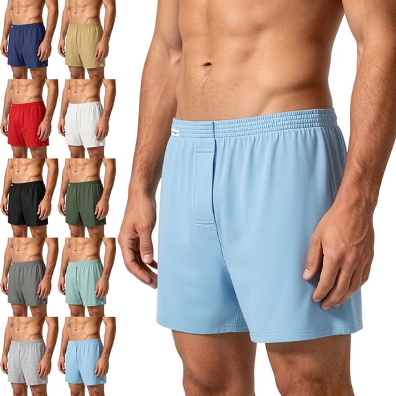 Teylalorva Men's Boxer Briefs Solid Color Mid Rise Contoured Fit with All-Day Comfort Waistband for Large Size Men Underpants Khaki Size 4XL