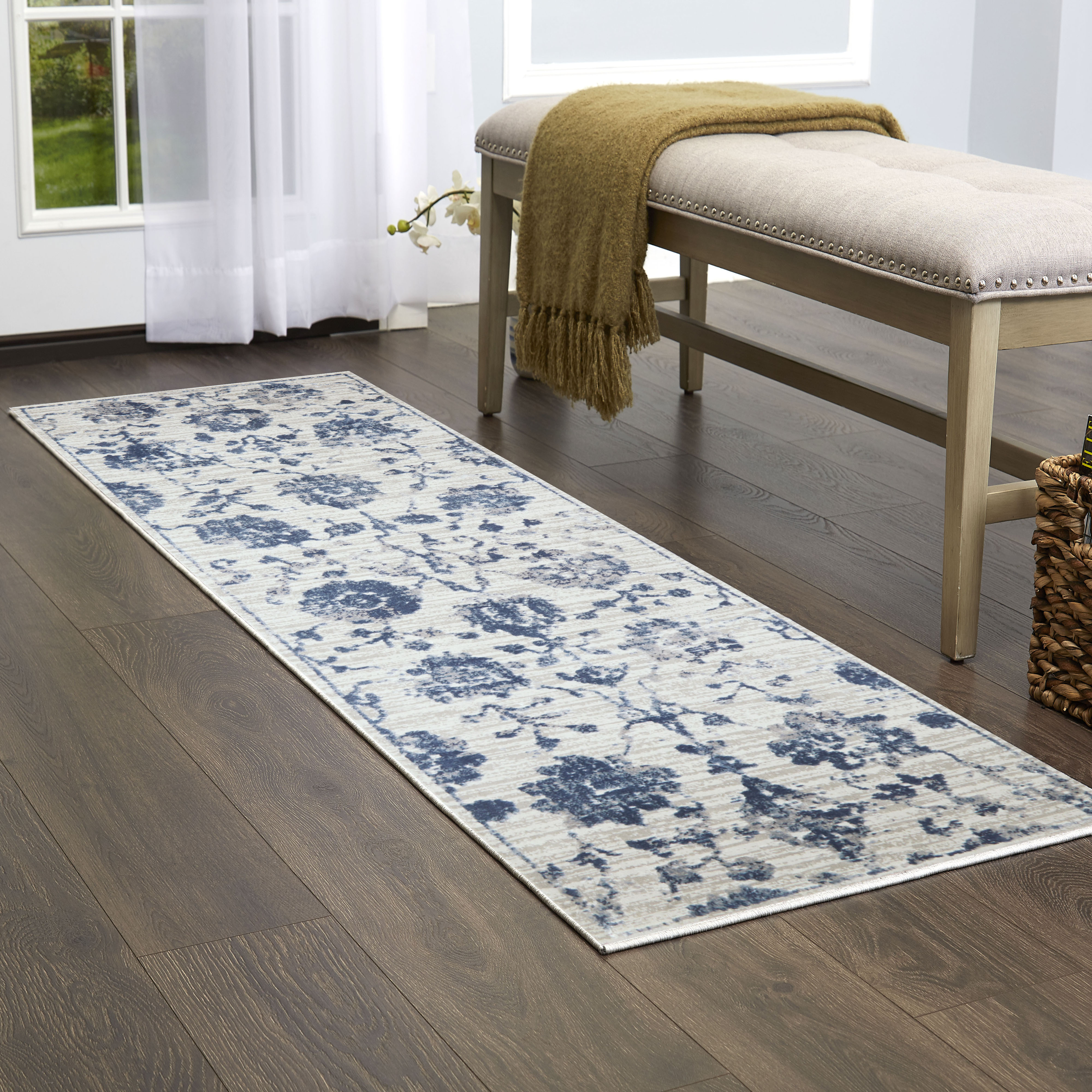 Nicole Miller Kenmare Marian Runner Area Rug 2'2"x7'2", Distressed Gray