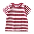 thumbnail image 2 of CCRFTGI Cute Shirts for Kids Girls Size 10-12 Short Sleeve Deep Red Striped Summer Casual T-Shirts Trendy Lightweight Girls Clothes Tshirts Deep Red 12-13 Years, 2 of 4