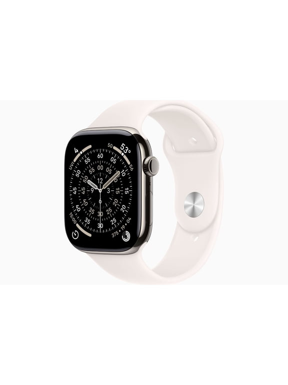 Restored Apple Watch Series 11 GPS + Cellular 46mm Natural Titanium Case with Light Blush Sport Band