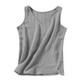 thumbnail image 3 of Horkkom Tank Tops for Women Fashion V Neck Solid Color Sleeveless Linen Tops Summer Casual Loose Tank Tops L, 3 of 8