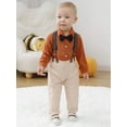 thumbnail image 5 of Infant Baby Boy Clothes Gentleman Outfit Suits Bowtie Bodysuit Shirts Suspender Pants Hat 0-18M 4pcs, 5 of 17