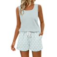 thumbnail image 2 of Women's Summer Two Piece Sets,Casual Matching Tank Tops and Shorts Outfits with Pockets,Sleeveless Vacation Lounge Wear for Travel Beach Home Light Green XXXL, 2 of 5