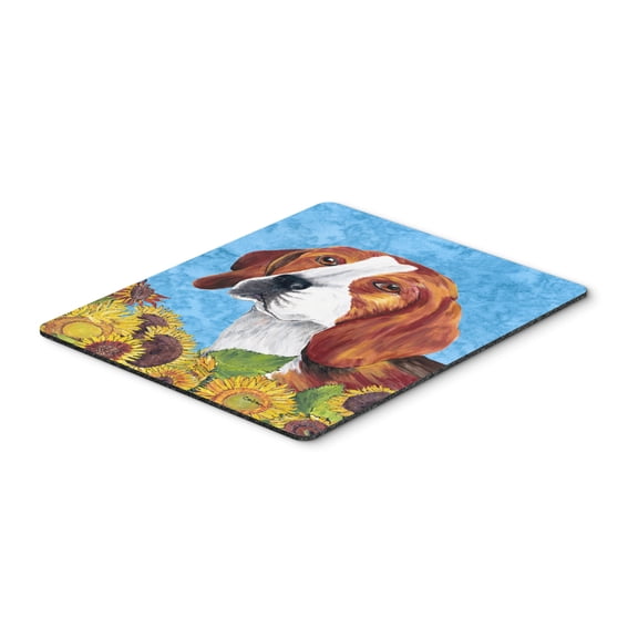 Beagle in Summer Flowers Mouse Pad Hot Pad or Trivet
