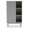 MoDRN Scandinavian Link Wood Single Door Cabinet with Shelves - Gray Mist