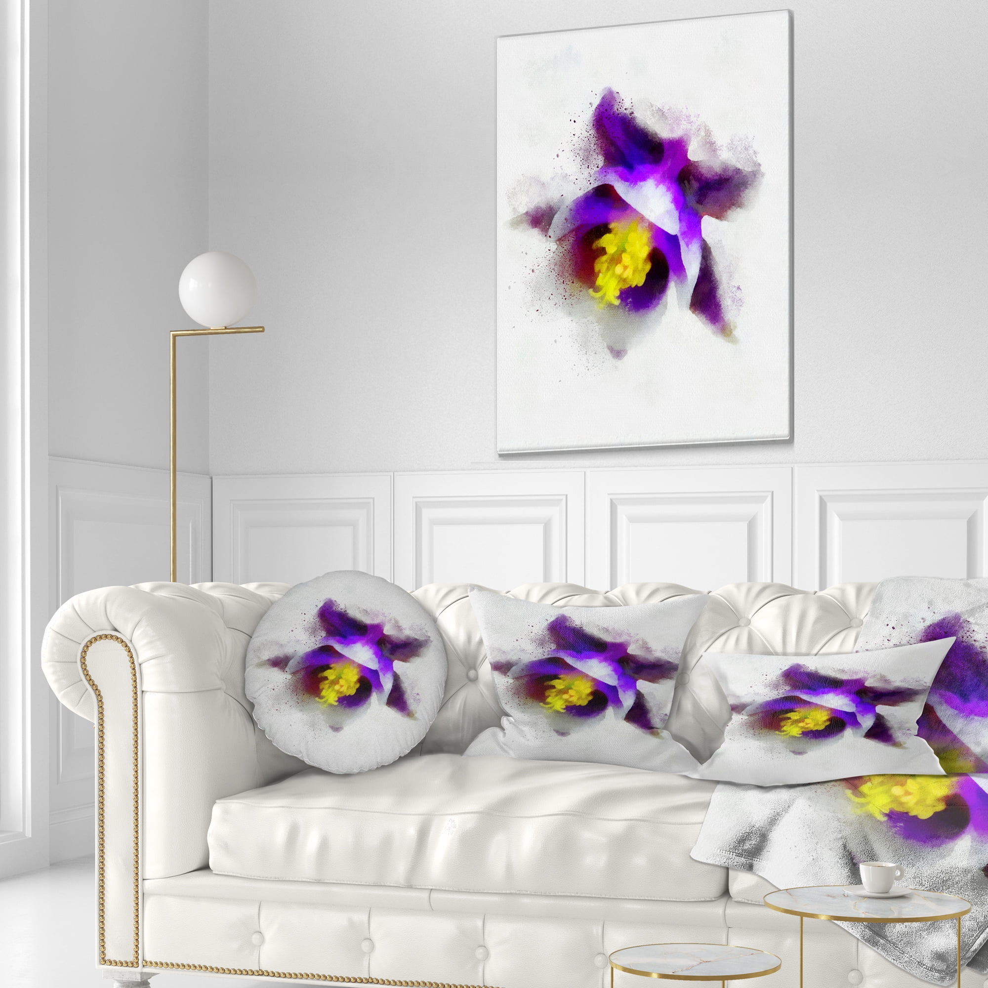 Designart Blue Flower with Yellow Stigma - Floral Throw Pillow - 12x20