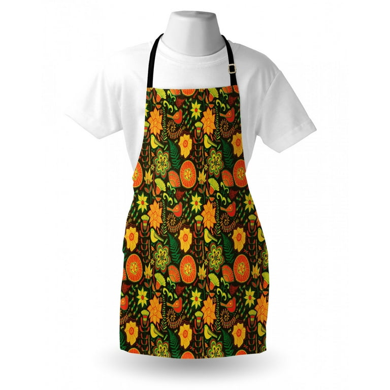 Polyester Aprons, Waterproof Flowers Birds Print Kitchen Apron For