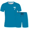 thumbnail image 5 of LEKDFST Men's 2 Piece Short Sets Graphic Print Short Sleeve T Shirts and Drawstring Shorts Clothing Set Light Blue M, 5 of 5
