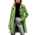 thumbnail image 2 of ClodeEU Women's Lapel Winter Pea Coat,Fall Single Breasted Mid Long Wool Blend Trench Coats Army Green,Womens Plus XXL, 2 of 8