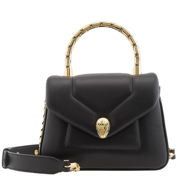 Bvlgari Black Serpenti Reverse Leather Top Handle Bag 292126