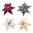 thumbnail image 3 of Cateissary Decoración de flores artificiales con lentejuelas rojas y doradas Tela de terciopelo con lentejuelas rojas y doradas para Navidad Kits de decoración para fiestas champán dorado, 3 of 6