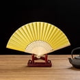 thumbnail image 2 of Thy Collectibles Pack of 6 Handheld Paper and Bamboo Folding Fans for Wedding Party, Church, Festivals, Home and DIY Decoration (Yellow), 2 of 3