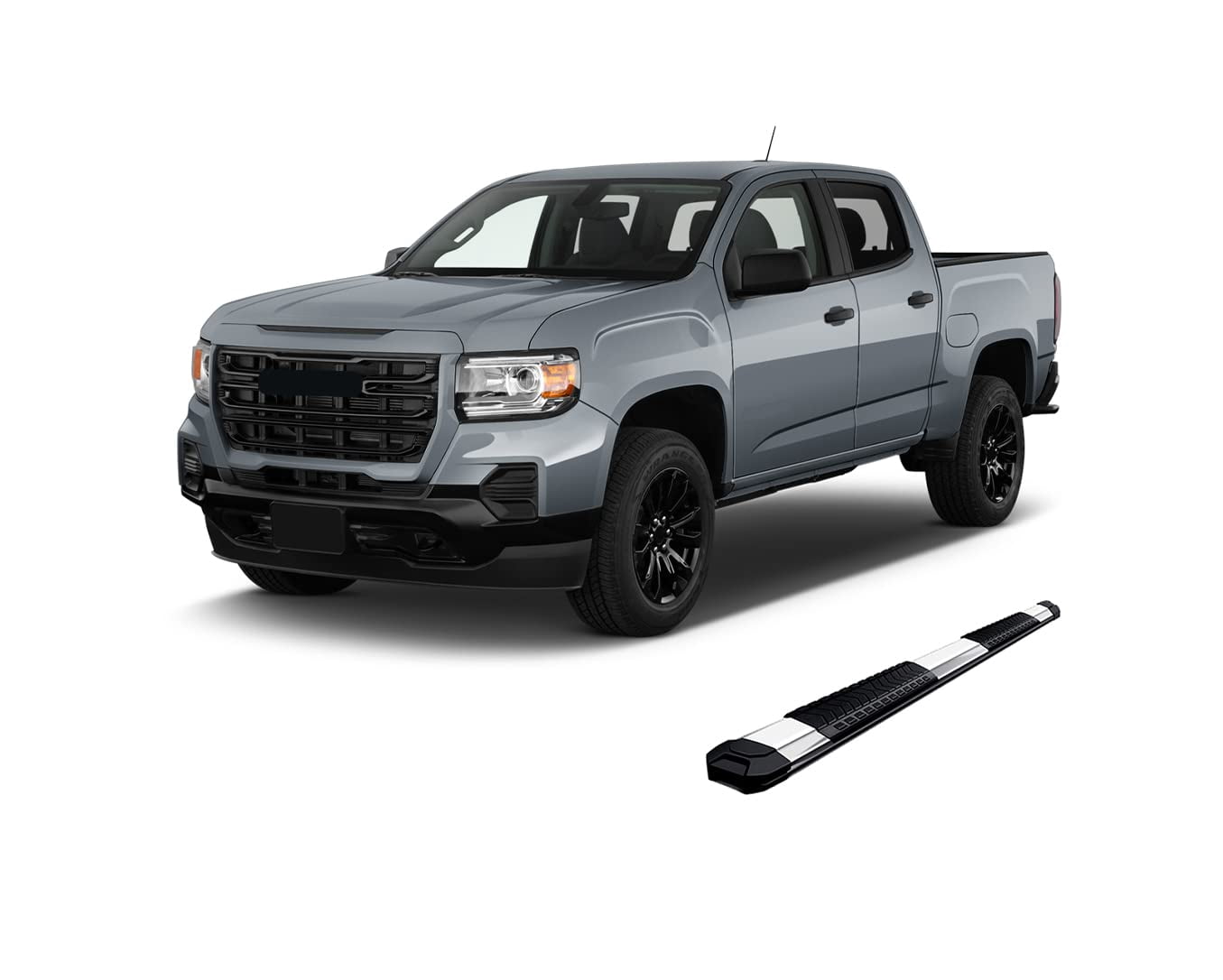 Black Horse Silver Aluminum Cutlass Running Boards Compatible with 2015-2024 Chevrolet Colorado/GMC Canyon Crew Cab