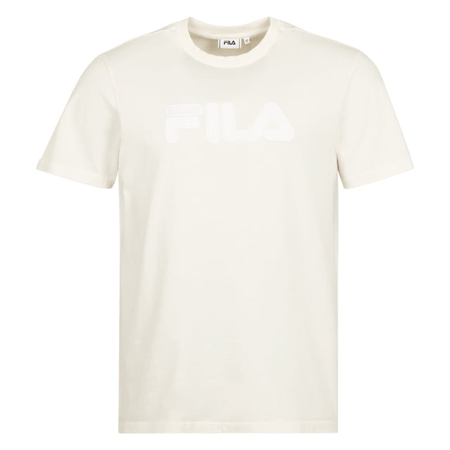 FILA Camiseta para hombre BUEK - Cuello redondo, Manga corta, Algodón, Jersey, Logotipo bordado Crudo M (Medium)
