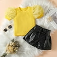 thumbnail image 3 of Vedolay Girls Sets 2 Piece Outfits Girls Summer Outfits 2 Piece Short Sets Ruffle Sleeve Print T Shirt & Shorts,Yellow 2-3 Years, 3 of 4