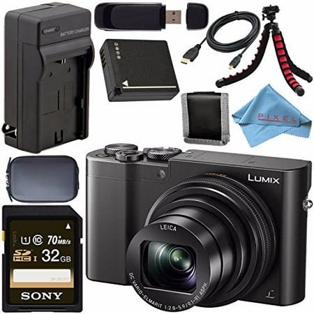 Panasonic Lumix DMC-ZS100 Digital Camera (Black) DMCZS100K + DMW-BLG10 Lithium Ion Battery + External Rapid Charger + Sony 32GB SDHC Card + Small Case + Flexible Tripod