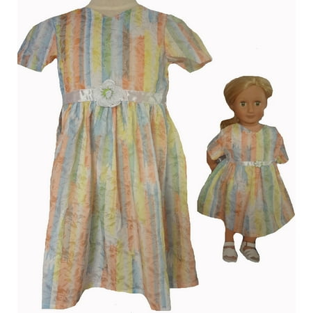 Size 7 Matching Girl And Doll Pastel Princess Pretty Dresses