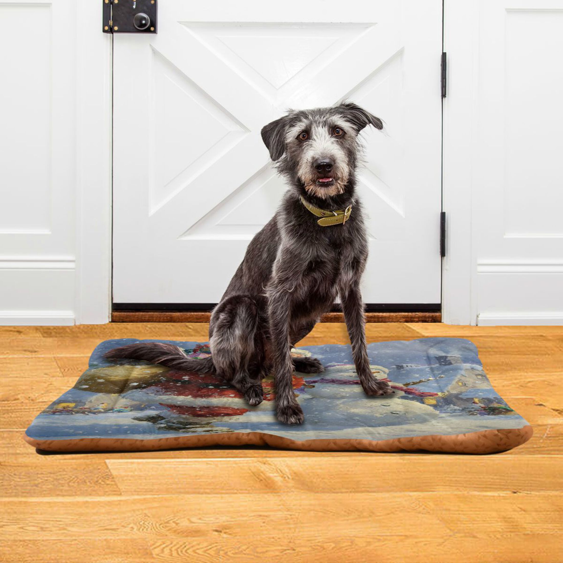 Qxltty Santa Claus and Snowman Ped Pad Wear-resistant and Hard to Bite Through Sleeping Pad for Small Medium Large Dogs Winter Pet Bed 36×24in