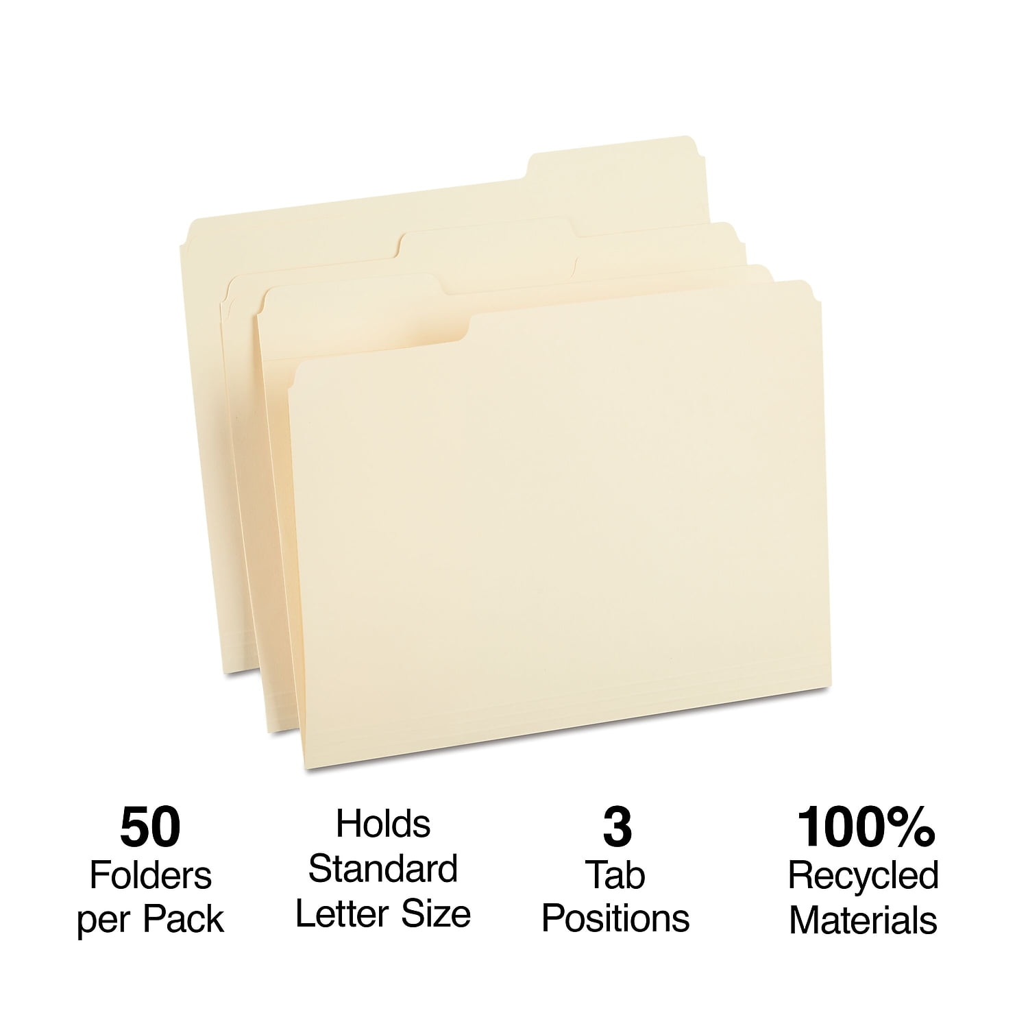 Staples 100% Recy Reinforced Top-Tab File Folders 1/3 Cut Manila Letter 50/Bx TR452830/452830