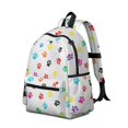 thumbnail image 2 of Multicolor Dog Paw Print White Pattern Cute School Backpack with Padded Back and Adjustable Shoulder Straps 13.4"x11"x4.7", 2 of 5