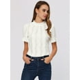 thumbnail image 4 of DARING DIVA Ruffle Puff Short Sleeve Crochet Eyelet Blouse XS White, 4 of 6