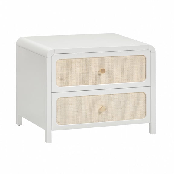 TOV Furniture Patty White Rattan 2 Drawer Nightstand