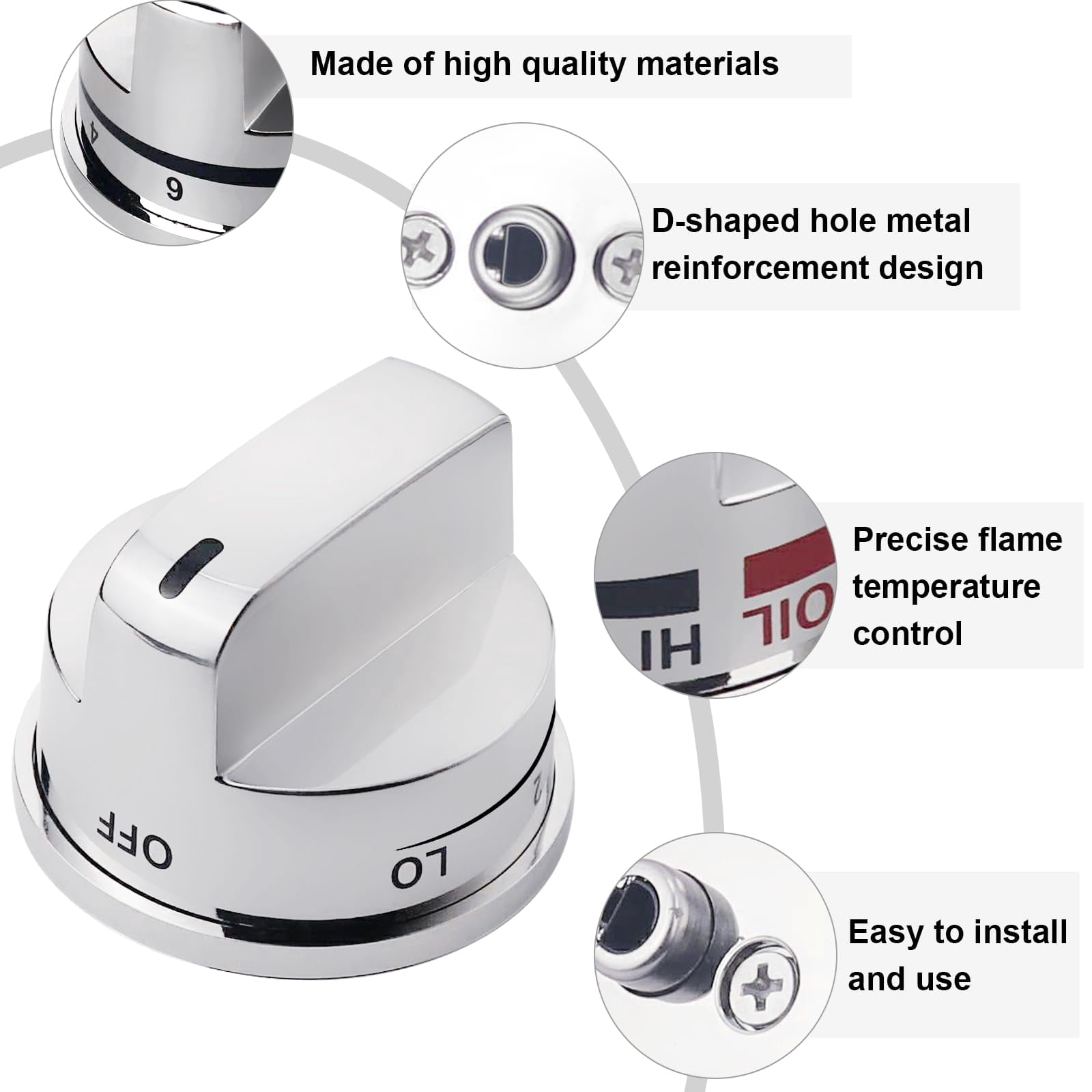 EBZ37189611(4pcs) Gas Stove Knobs and EBZ37189609(1pcs) Oven Range Knob Replacements Only Fit for L.G LRG30355ST LRG30357ST LRG30855ST Series Burner Control Knob Replace EBZ37189601,EBZ37189602