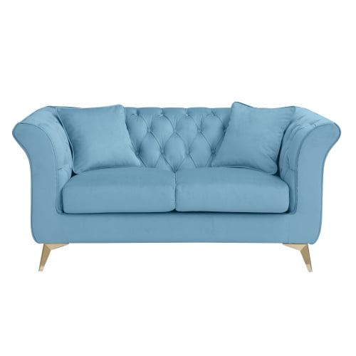 Chesterfield ,Stanford Sofa , High Quality Chesterfield ,Teal Blue , Tufted and Fabric Sofa;Contemporary Stanford Sofa .Loverseater; Tufted Sofa with Scroll Arm and Scroll Back - Walmart.com