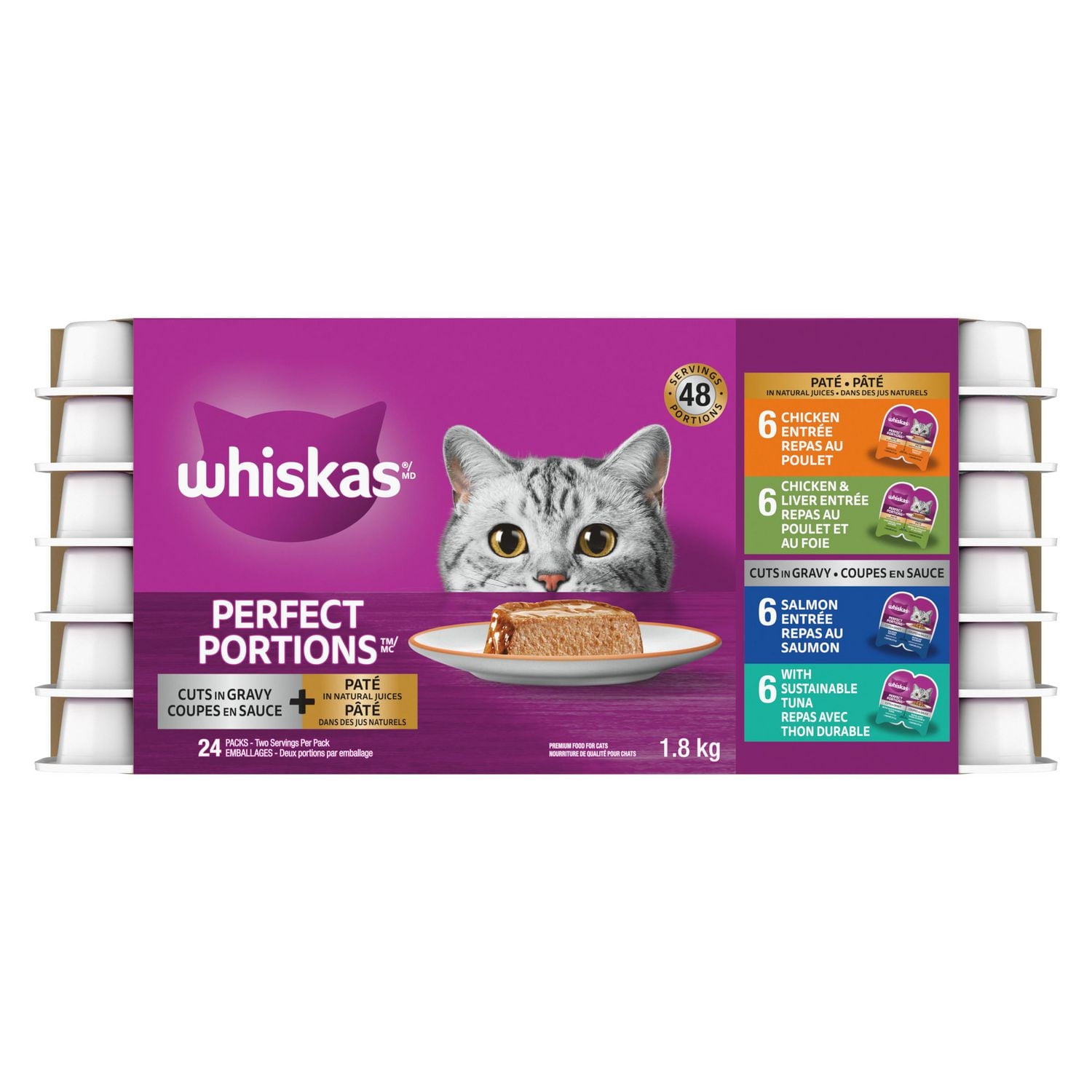 Nourriture pour chats coupes en sauce Perfect Portions de WHISKAS 24x75g