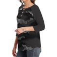 thumbnail image 3 of Henley Shirts for Women Button V Neck Camo Shirt Casual Loose Fit 3/8 Sleeve Blouses Tee, 3 of 4