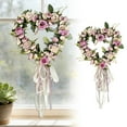 thumbnail image 2 of Front Door Wreath Back Garden Rose Artificial Flower Heart Wreath with Ribbon San Valentín Decor Easter Wreath Easter Door Wreath Holiday Door Wreath Floral Wreath Decor Spring Wreath, 2 of 9