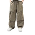 thumbnail image 5 of SJLDQY Boys Baggy Cargo Pants Casual Wide Leg Pants Fall Solid Color Soft Comfy Trousers with Pockets, 5 of 5
